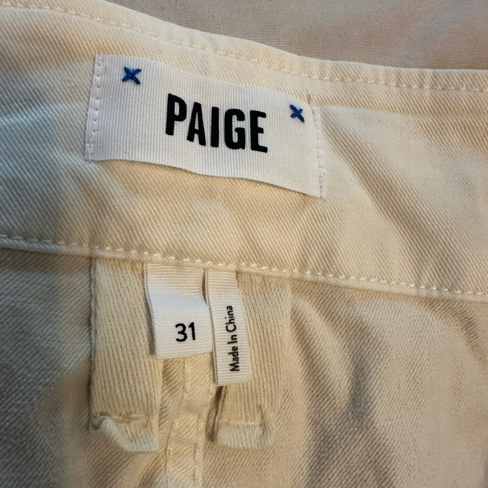 PAIGE Paperbag Waist Shorts Size 31 Quartz Sand Tie Waist NWT Beige Summer - Picture 5 of 16